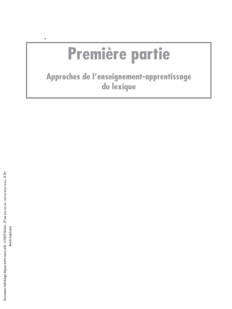 Didactique du lexique en classe | PDF