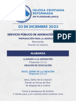 Servicio Público de Adoración - DICIEMBRE 03 DE 2023