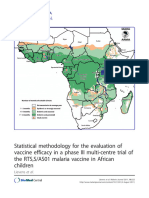 Statistical Methodology For The Evaluation of Vaccine Efficacy in A Phase III Multi-Centre Trial of The RTS, S/AS01 Malaria Vaccine in African Children