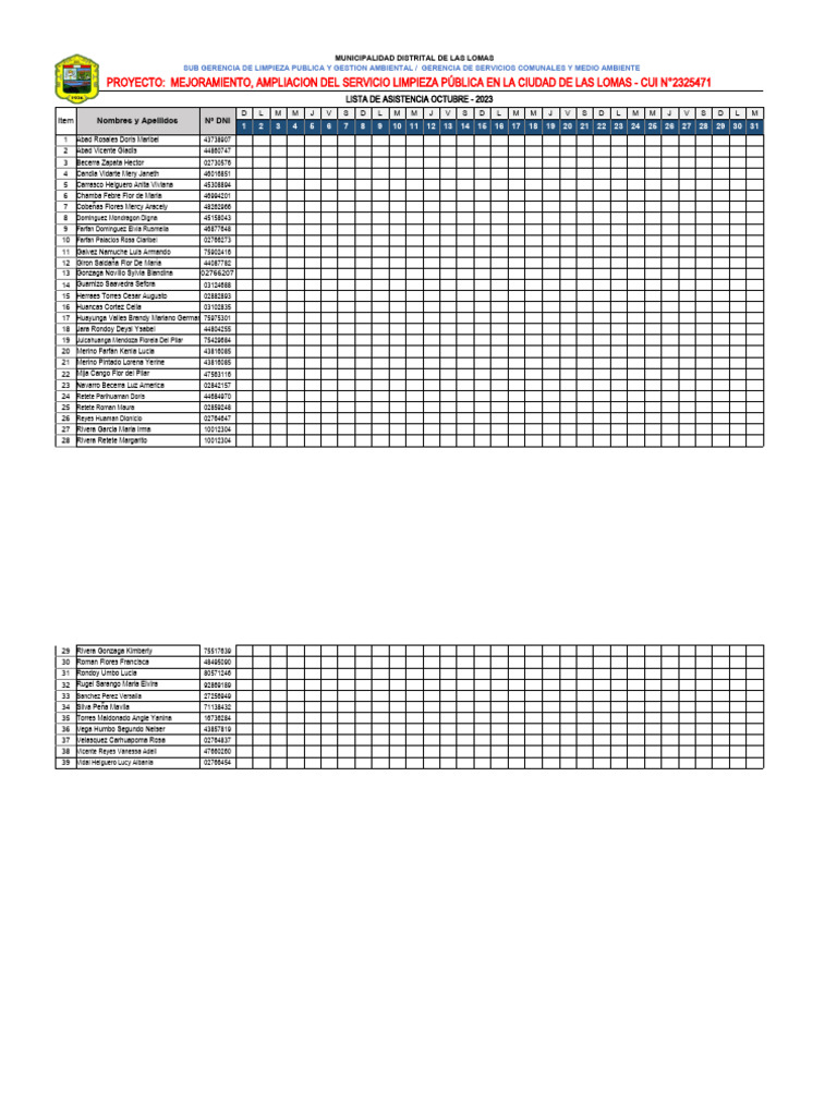 Lista de Asistencia - Sep | PDF