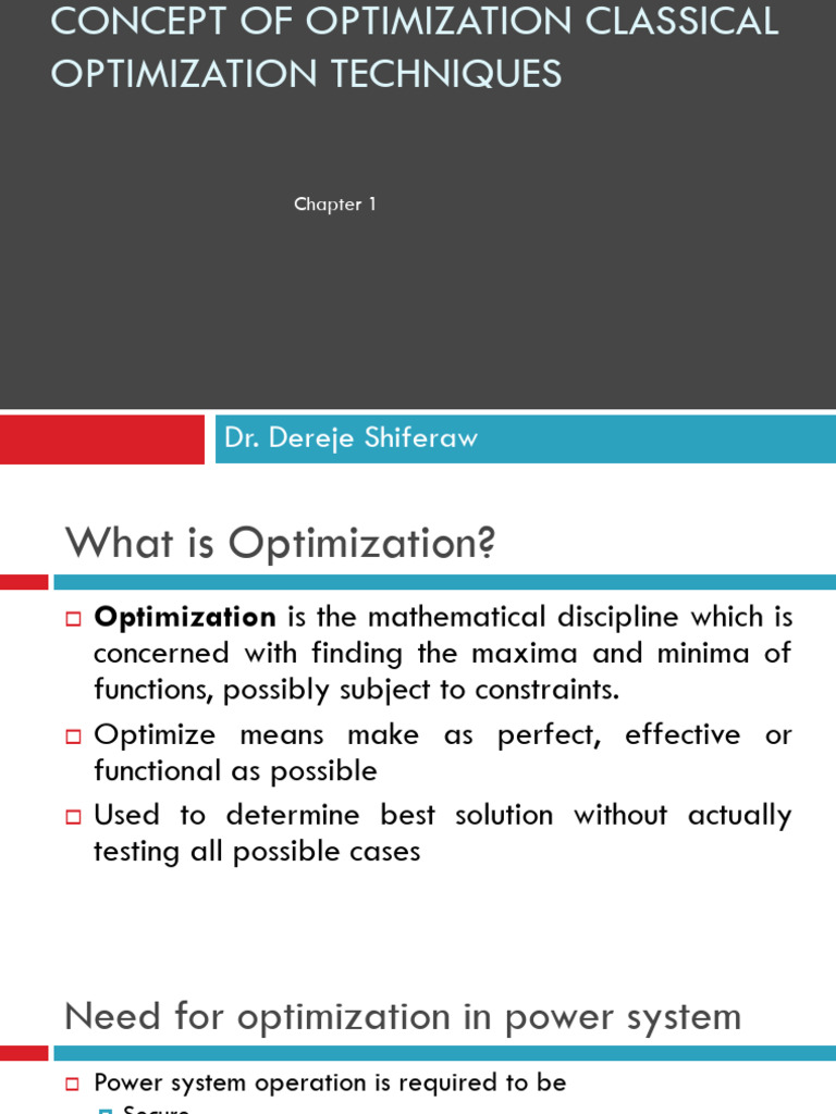 Classical Optimization Techniques | PDF | Mathematical Optimization ...