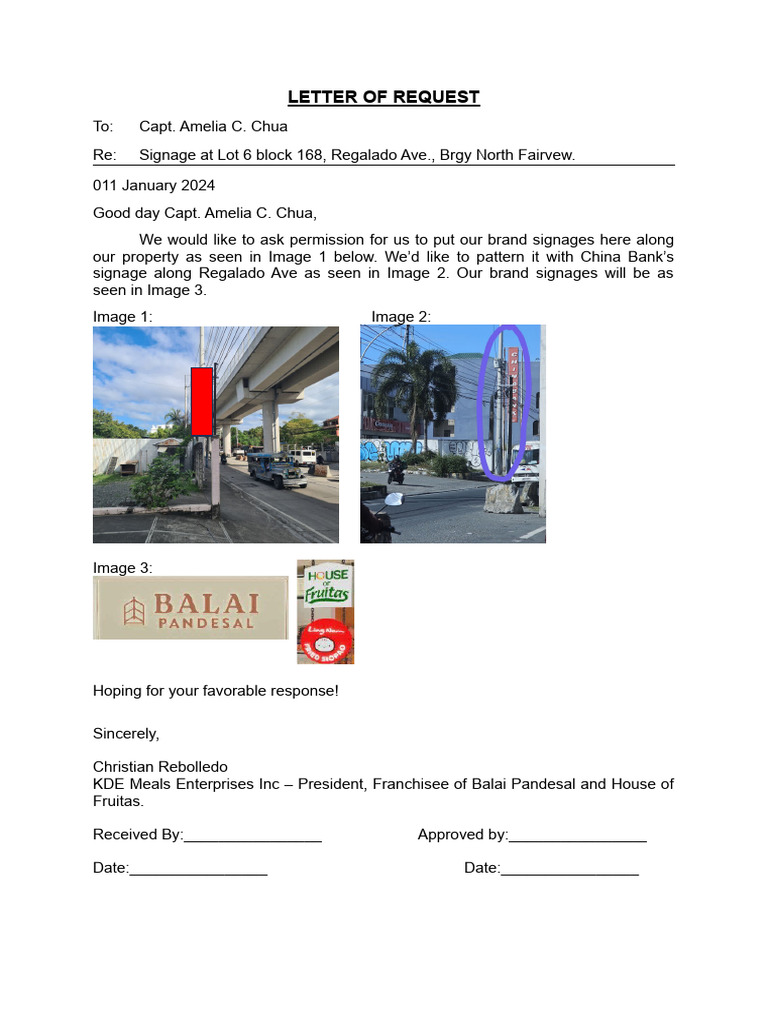 Request for Signage Installation Approval | PDF