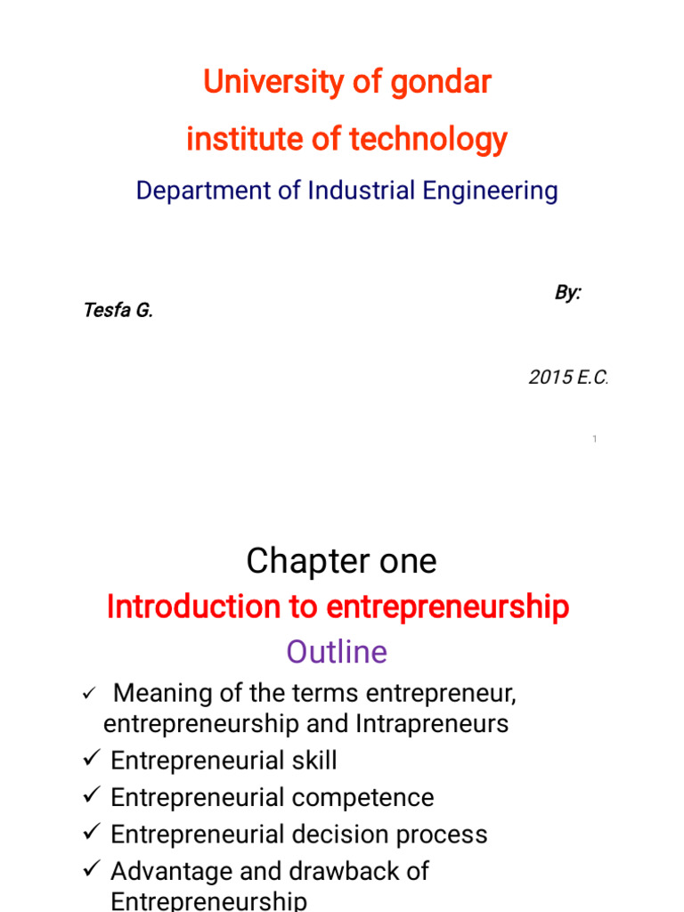 Chapter 01 Entrepreneurship Pdf Entrepreneurship Goal