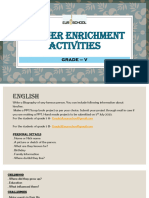 Summer Enrichment Activities: Grade - V