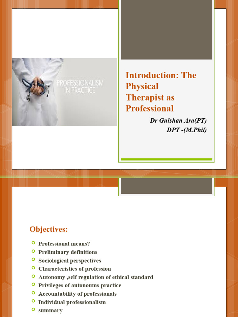 Understanding Professionalism in PT | PDF | Profession | Physical Therapy