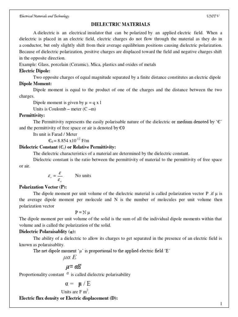 Dielectric Materials and Their Properties | PDF | Electrical Breakdown ...