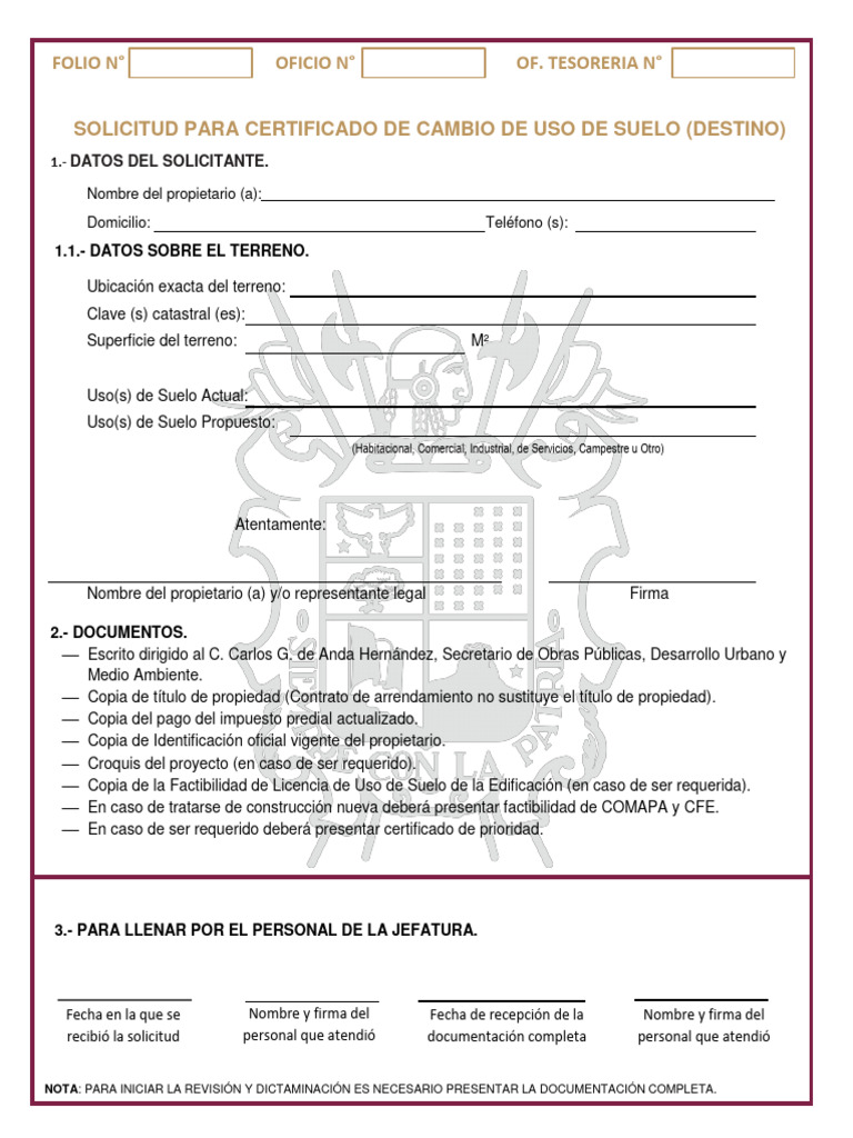 23 Certificado Cambio De Uso De Suelo Pdf