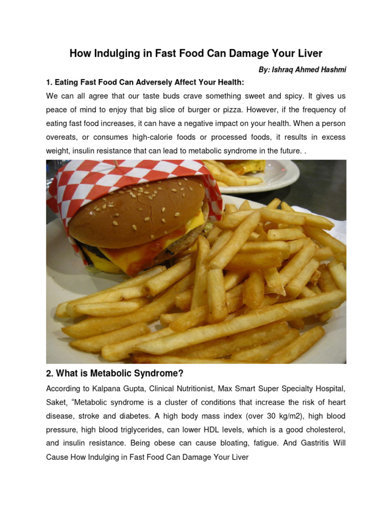11 Jaly: How Indulging in Fast Food Can Be Damaging Your Liver | PDF ...