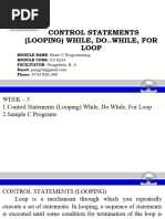 Control Statements (Looping) While-Do While and For