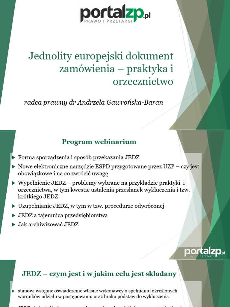 Jednolity Europejski Dokument Zamowienia Prezentacja | PDF
