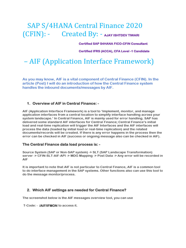 How Central Finance System Handles The Inbound Messages by