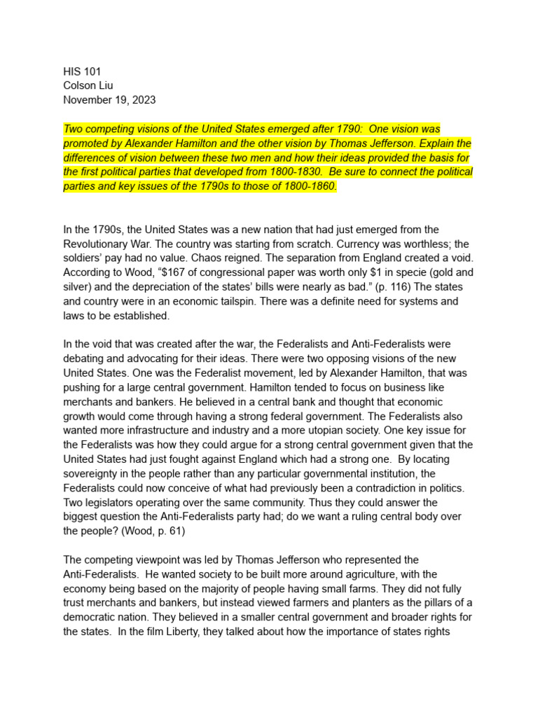 Second History Essay PDF