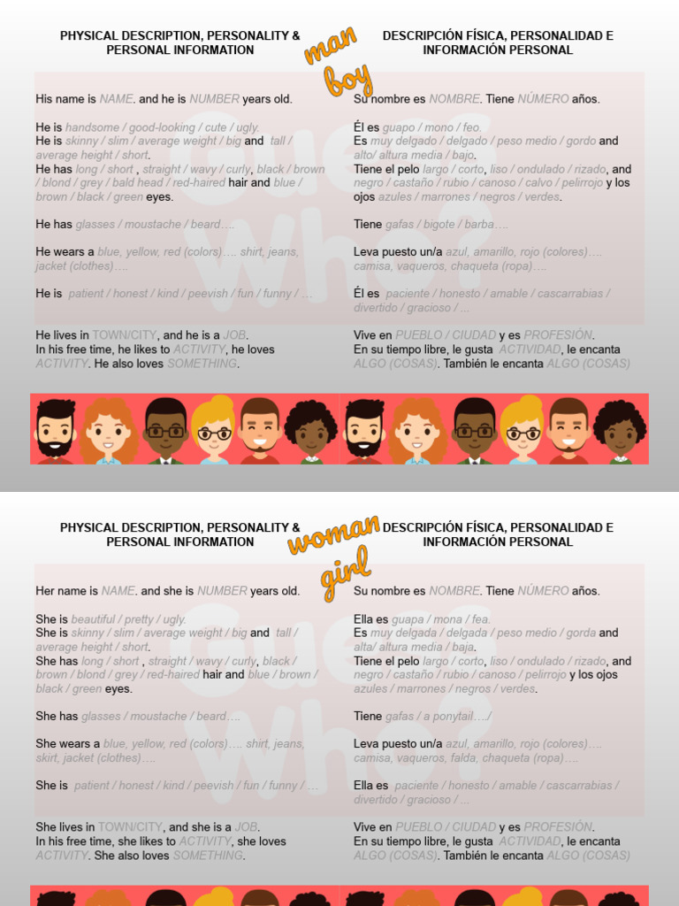 Physical and Personality Descriptions | PDF