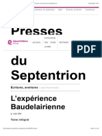 Écritures, Aventures - L'expérience Baudelairienne - Presses Universitaires Du Septentrion