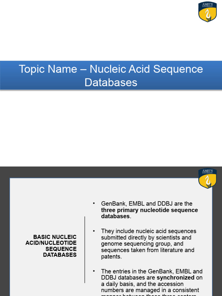 Nucleic Acid Sequence Database Overview | PDF | Macromolecules | Life ...