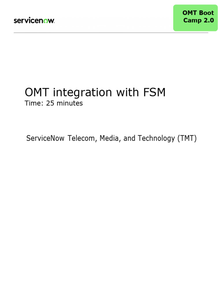 OMT-FSM Integration Guide for ServiceNow | PDF | Trademark | Computing