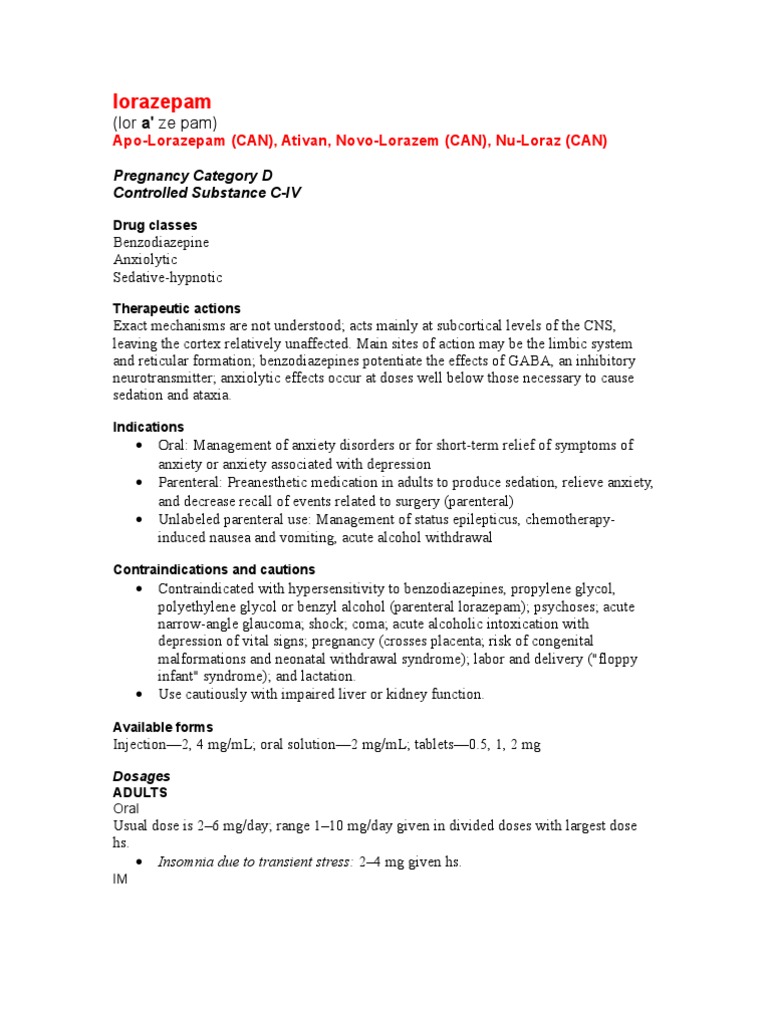 lorazepam oral concentrate 2mg ml