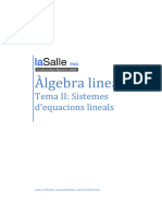 Algebra Lineal - Tema II Sistemes D'equacions Lineals