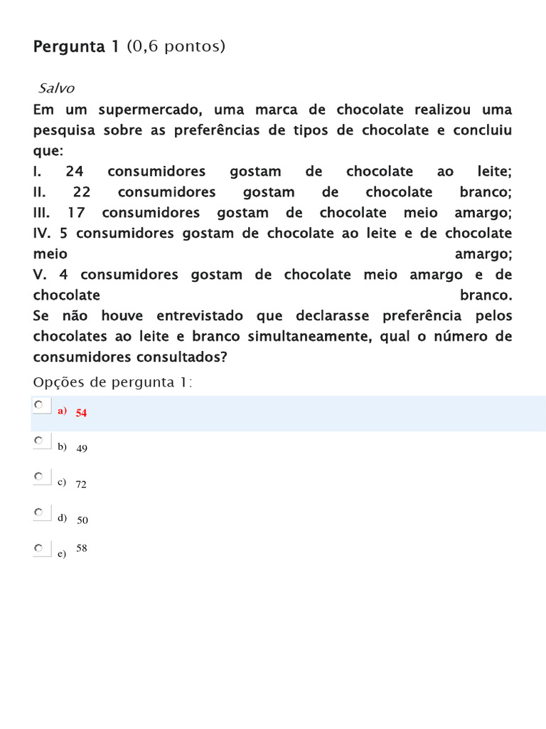 Questões de Lógica e Matemática com Respostas | PDF | Chocolate | Lógica