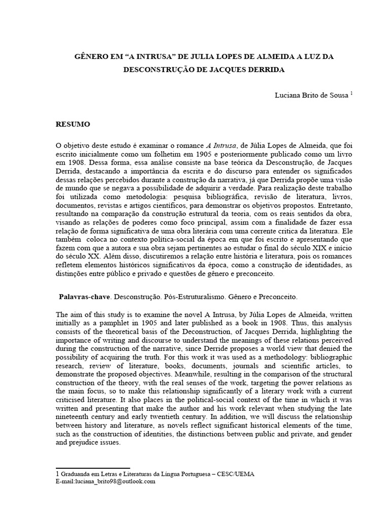 Artigo desconstru o jacques derrida pdf desconstru o pensamento
