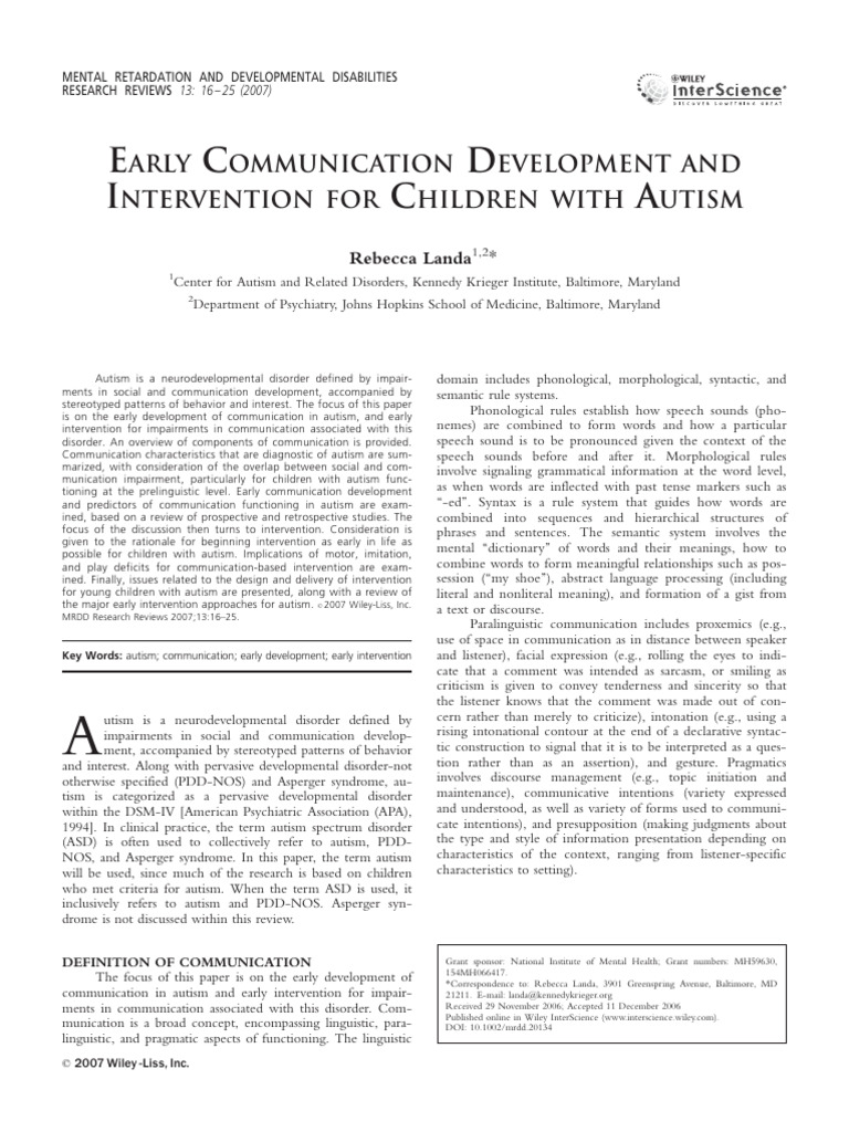 Mental Retardation And Developmental Disabilities Research Reviews 