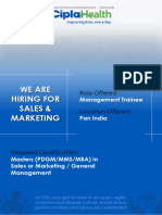 We Are Hiring For Sales & Marketing: Role Offered: Location Offered