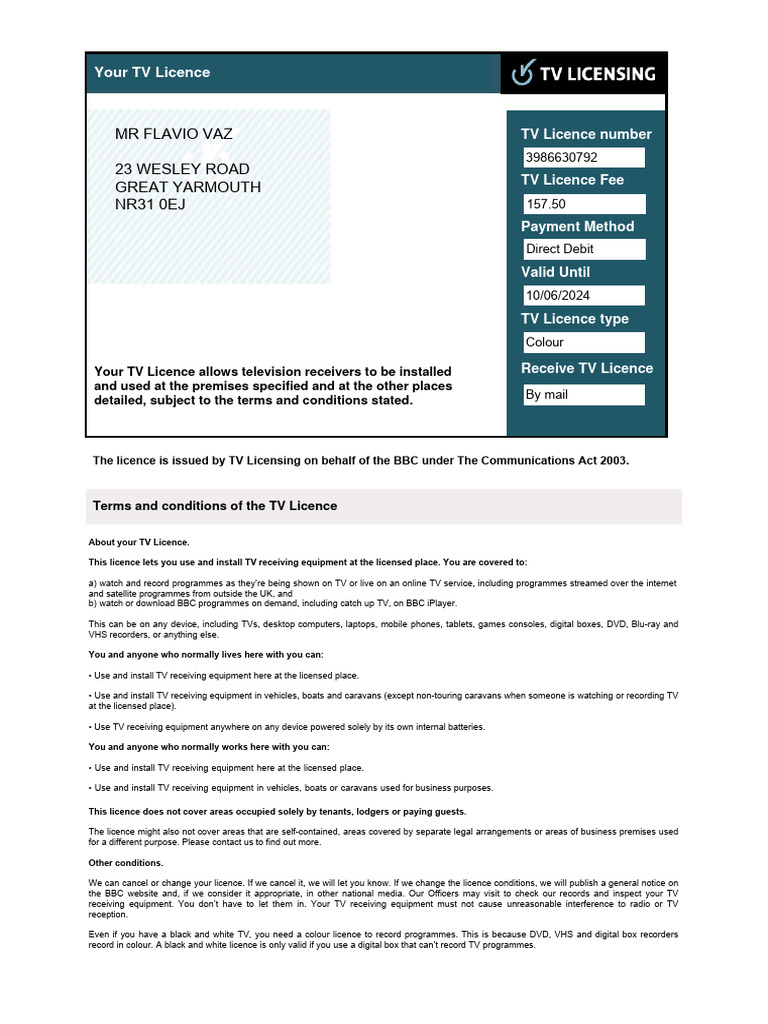 Your TV Licence Overview and Conditions | PDF | Television | Broadcasting
