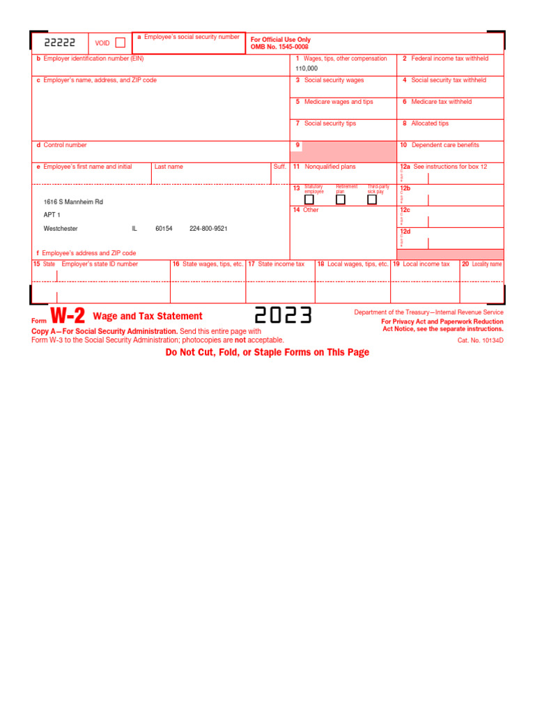 w2 Efile 2023 | PDF | Irs Tax Forms | Social Security