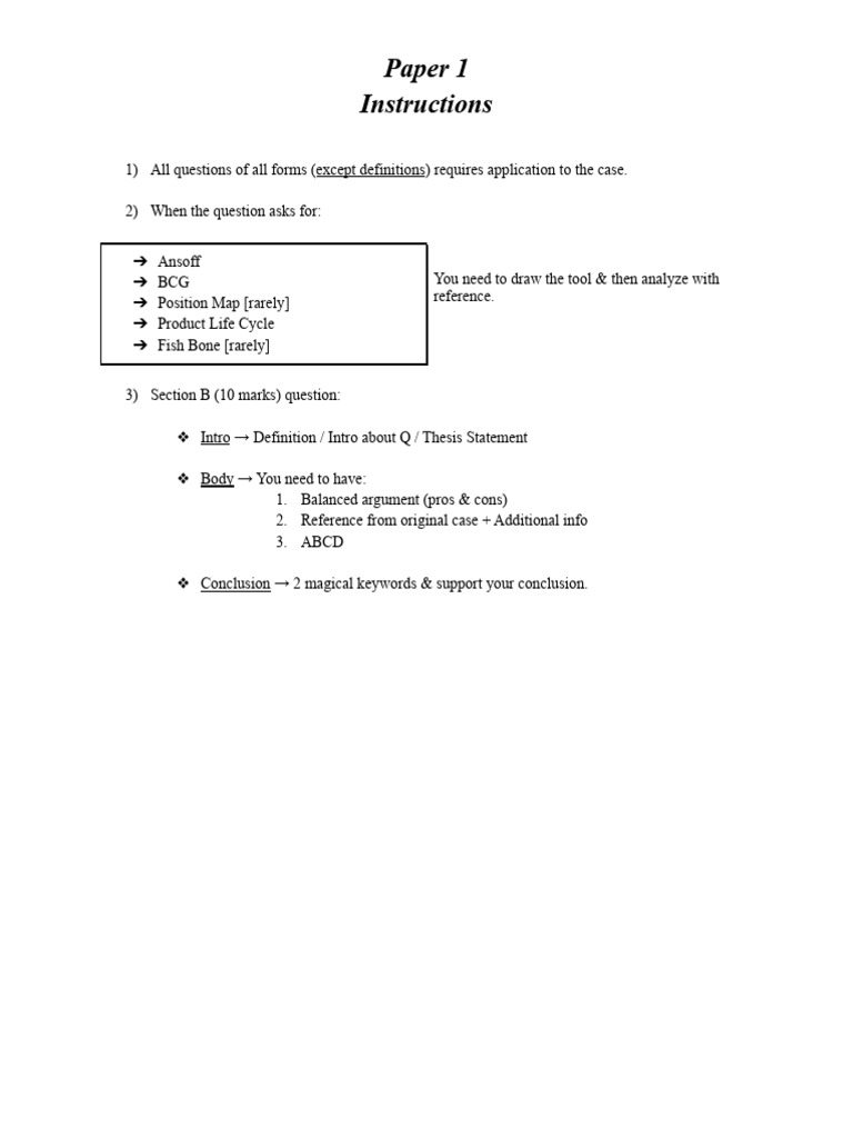 Business IB Paper 1 Instructions PDF