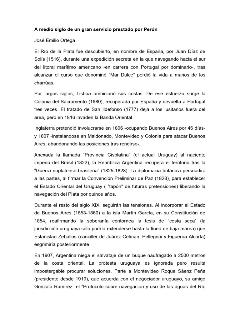 A 50 Años de La Firma Del Tratado Del Río de La Plata PDF