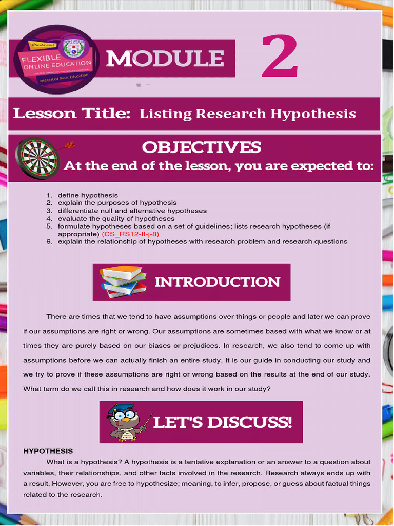 MODULE 2-L7 - Listing Research Hypothesis | PDF
