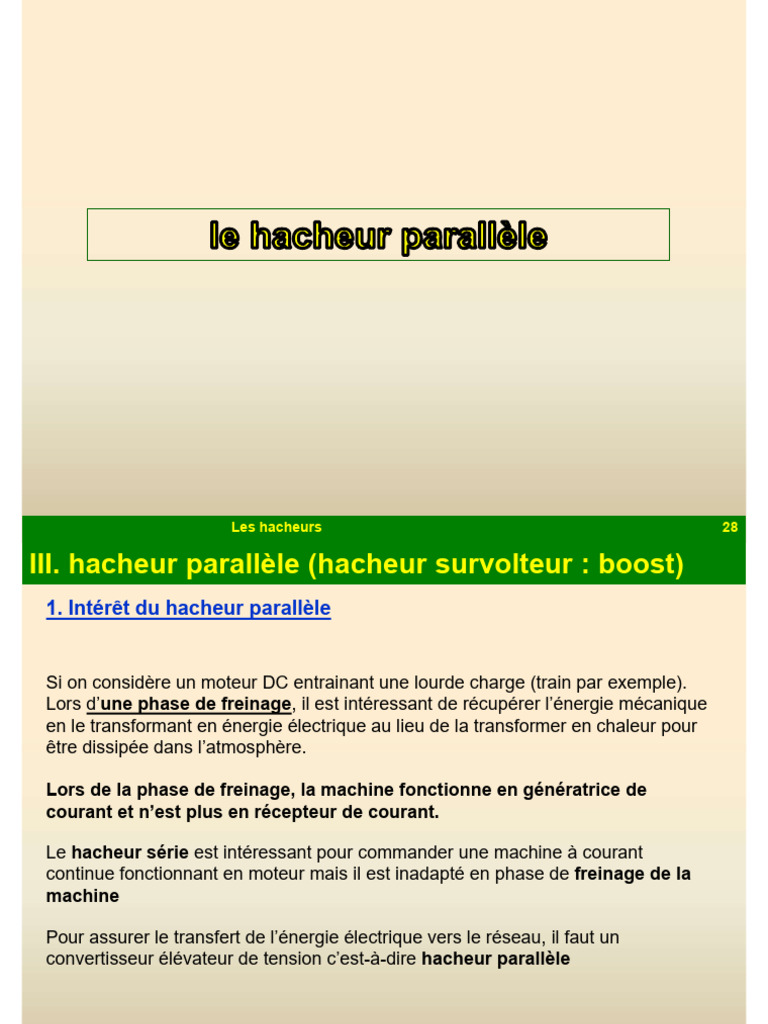 Hacheur parallèle : fonctionnement et avantages | PDF | Électronique de ...