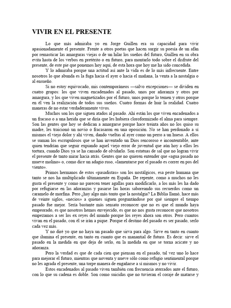 La Importancia de Vivir el Presente | PDF