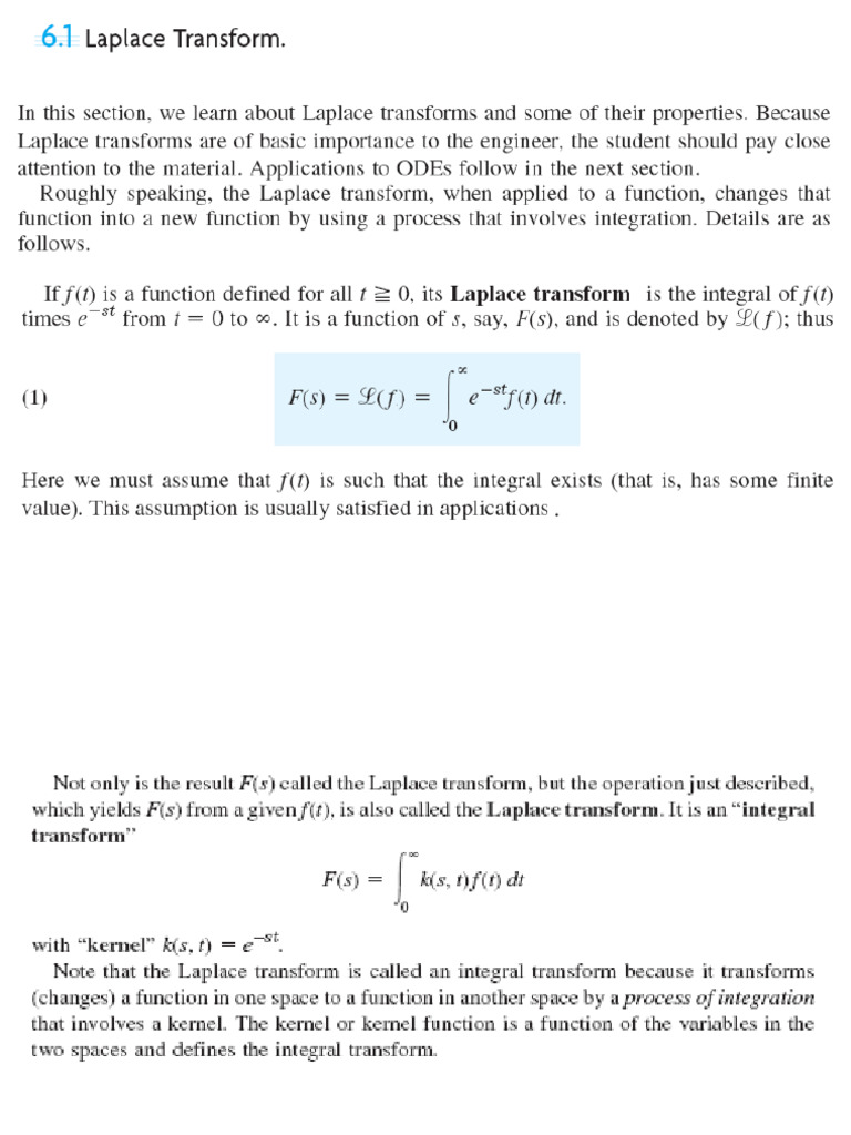 Lecture 1 A Laplace Transforms Properties And Inverse Laplace Pdf