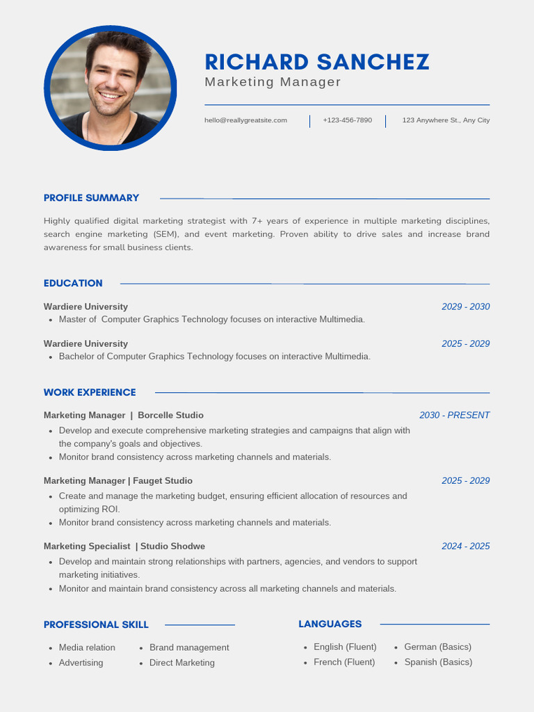 Blue Simple Professional CV Resume | PDF