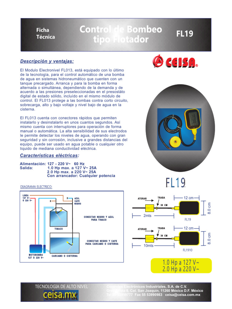 Conexión del Flotador Electrónico FL19 | PDF | Electromagnetismo ...