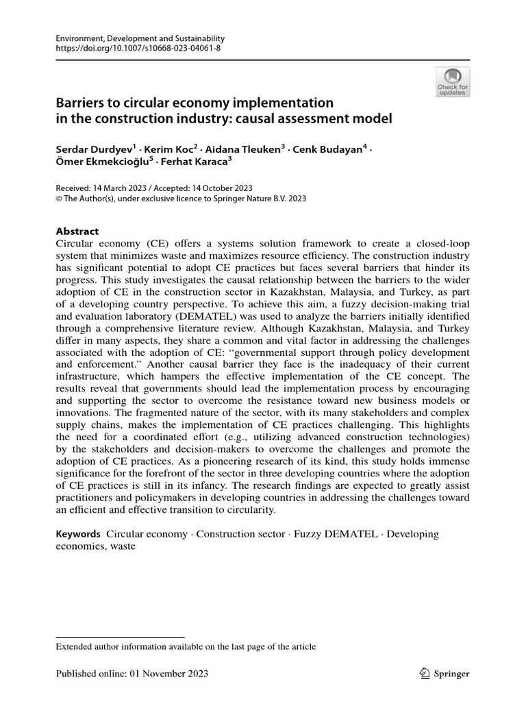 Barriers to Circular Economy in Construction | PDF | Science & Mathematics
