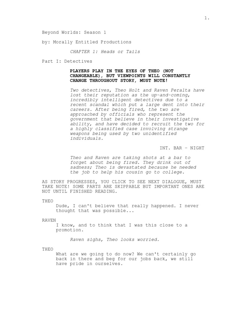 Season 1 - Chapter 1 - Part 1 (Detectives) SCRIPT | PDF | Mystery ...
