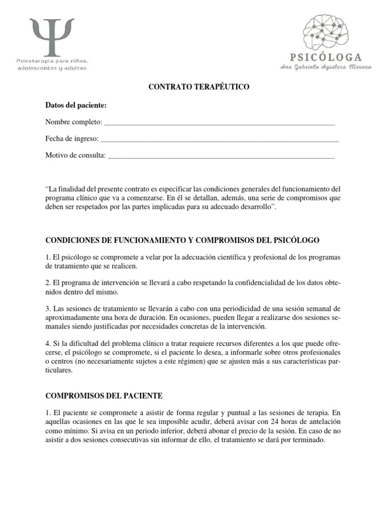 Contrato Terapéutico | PDF