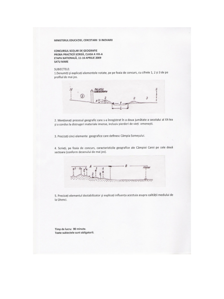 subiect olimpiada geografie clasa 12