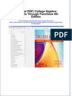 Original PDF College Algebra Concepts Through Functions 4th Edition