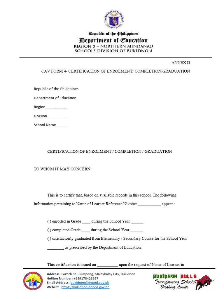 Cav Form | PDF