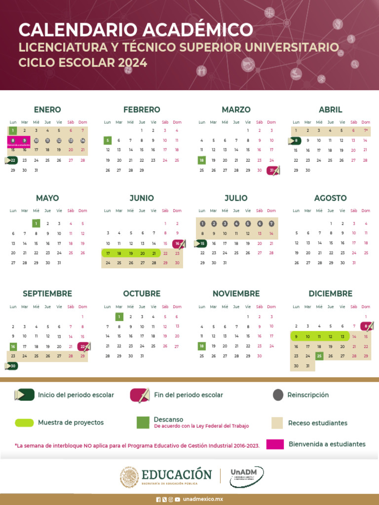 Calendario Lic TSU 2024 CMHB PDF