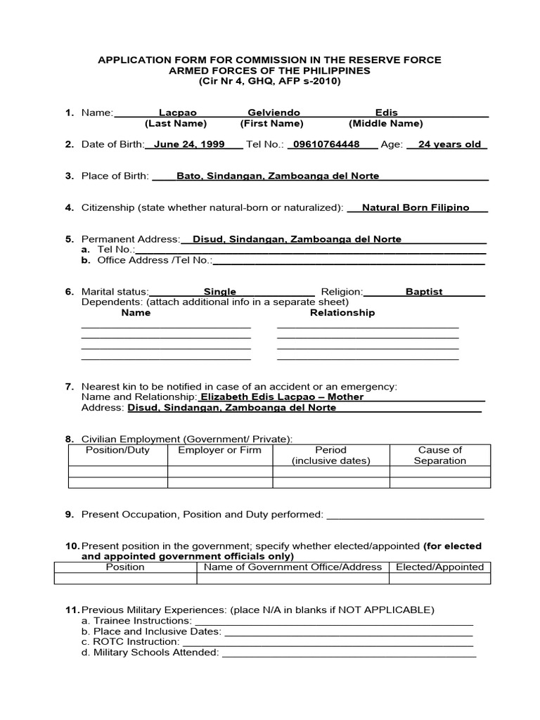 Application Form For Commission | PDF | Government
