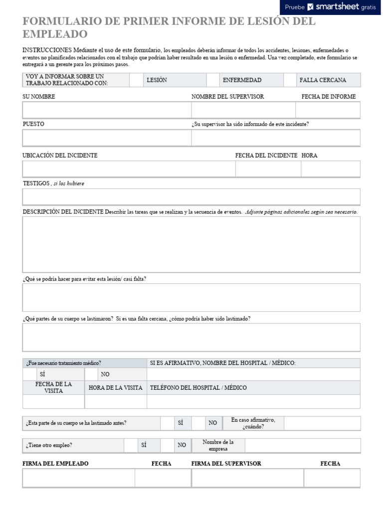 Ic employee first report of injury form template 10691 word es pdf