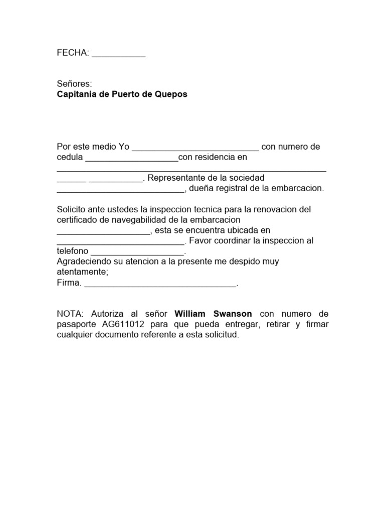 Solicitud de Inspeccion Quepos PDF