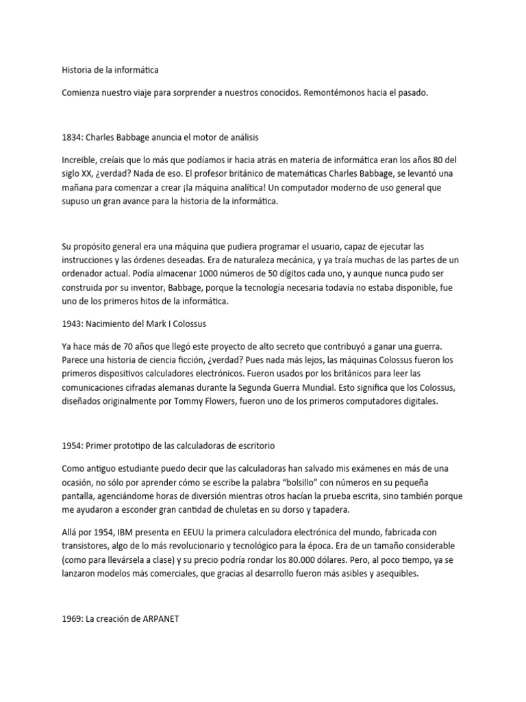 Historia de La Evolución de La Tecnología PDF Equipo de oficina