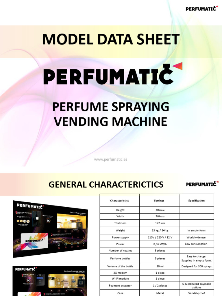 PERFUMATIC Model Data-sheet | PDF | Manufactured Goods | Equipment