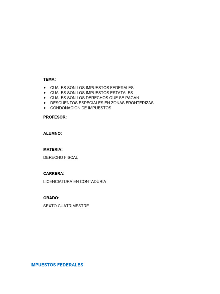 Tarea 2 Impuestos Federales | PDF | Impuesto sobre la renta | Impuestos