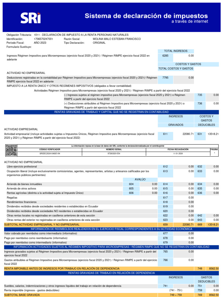 Declaración de Impuesto a la Renta 2023 | PDF | Impuestos | Impuesto ...